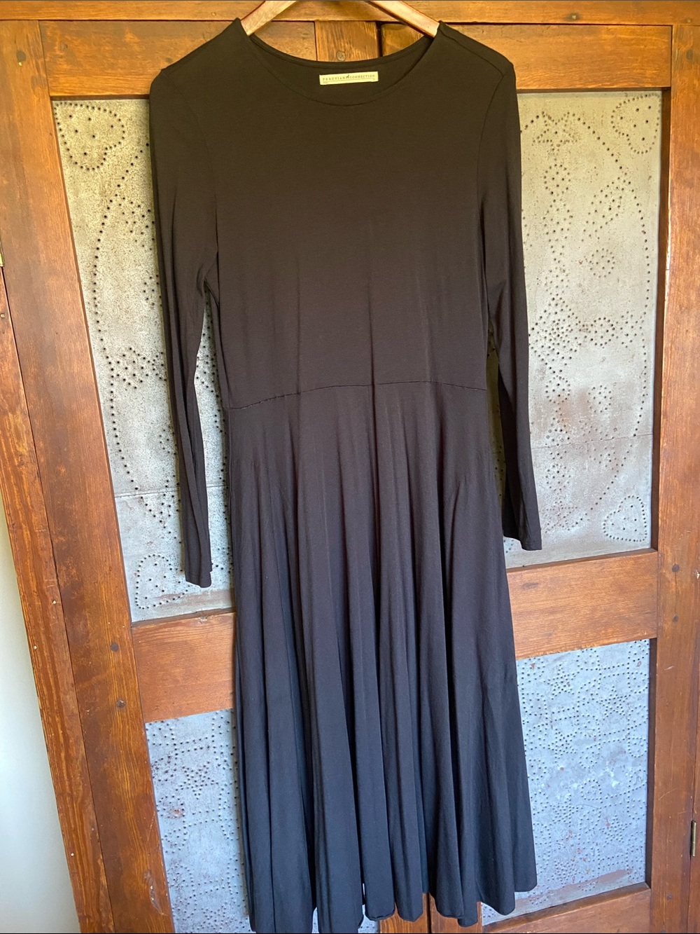 Peruvian Connection Black Knit Dress Pima Cotton Size M